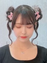 推し活  量産型 ツインお団子×ラメwax ティアラ×リボン