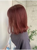 外はねボブ　レッドブラウン　ワインレッド