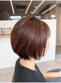 ダブルカラーショートボブインナーカラーハイライトケアブリーチ
