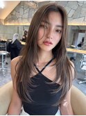 韓国ヘアーハッシュカットレイヤーカットグレージュブリーチ無し