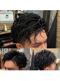 20代30代ビジネスツーブロックスパイラルパーマ爽やか黒髪