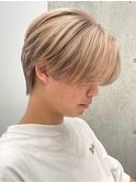 メンズブリーチカラーミルクティーベージュカラーダブルカラー