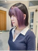 ラベンダーカラーインナーカラー切りっぱなしボブ　N