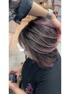 天神美容室 ダブルカラーレイヤーカット/ピンクバレイヤージュ