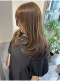 海外レイヤーミルクティーカラーブリーチなしカラー心斎橋20代