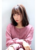 ペールベージュセクションカラーグラデーションカラー外ハネボブ