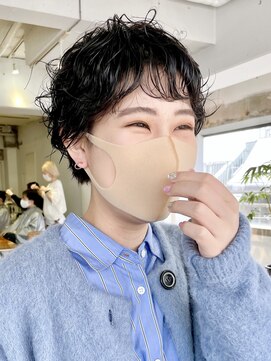 ソーコ 渋谷(SOCO) 大人かわいい黒髪パーママッシュショートパーマボブ黒髪ショート