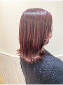 切りっぱなし×ボルドーカラー