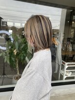 ナンバー(number+)&nbsp;20代30代40代大人かっこいいハイライトブリーチ無造作ミディ