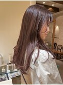 ピンクラベンダーブリーチなし ロングヘア 顔まわり20代30代40代