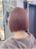 ピンクベージュ×ボブスタイル【横浜】
