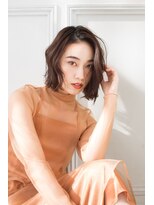 トティア 本通(Totia)&nbsp;【Totia本通】外ハネミディアムボブ×オリーブカラー