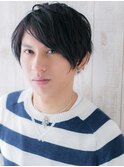 20代30代アッシュブラック斜めバング王道フェザーマッシュX上尾