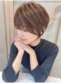 □ウェーブミディアム似合わせカットメルティカラーショート/
