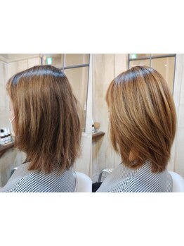 アミノ酸による髪質改善効果とOPUSオリジナルの縮毛矯正で、カラーやブリーチ毛でも美しいストレートヘアに