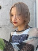 渋谷ブリーチカラータッセルボブ顔周りレイヤー切りっぱなしボブ