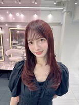 ラルム 新宿(LARME SHINJUKU)&nbsp;レイヤーカット☆ブリーチなしチェリーブラウン髪質改善☆韓国