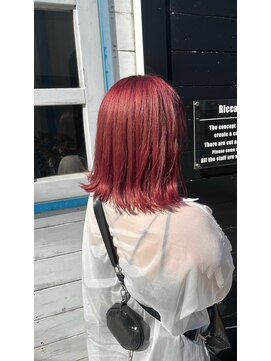 リッカヘアー(Ricca hair) 小顔外ハネショートボブチェリーレッドカラー20代30代
