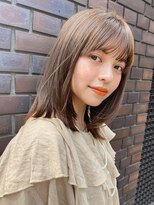 イメチェンハッシュカットフルバング前髪カットブルージュ