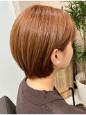 丸みボブ フルバング レイヤーボブ キャラメルブラウン