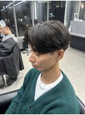 センターパート縮毛矯正マッシュ刈り上げ毛流れツーブロック