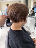 ショートカット×ひし形ショートボブ×グレージュベージュカラー