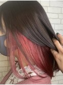 インナーカラー×コーラルピンク