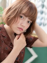 カバーヘア ブリス 川口(COVER HAIR bliss)&nbsp;オレンジポップ小顔くせ毛風ぶつ切りボブT1川口10代20代30代