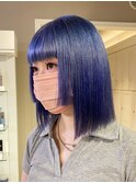 ba246ニュアンスカラーブルーグレージュボブオン眉ショート