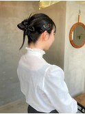 艶セット　個性的　黒髪　和装　ヘアセット　ねじねじ