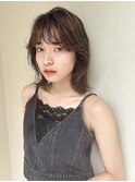 ミディアムレイヤーパーマウルフパーマ顔まわりレイヤーカット