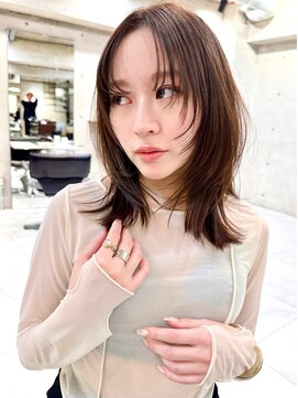 サイン 表参道(SIGN) 韓国ヘアーハッシュカットレイヤーカットグレージュブリーチ無し