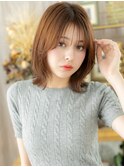 大人可愛いアプリコットオレンジ外ハネロブc7戸田公園20代30代