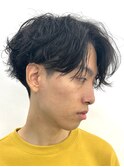 シャドウパーマ/刈り上げ/センターパート