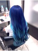 インナーターコイズとネイビーブルー　髪質改善
