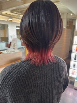 キャパジャストヘアー(CAPA just hair) ウルフレイヤーインナーカラーローズピンク