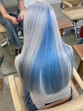 プネル 渋谷(PUNEL) ペールブルー　モードブルー　アンブレラカラー　ケアブリーチ