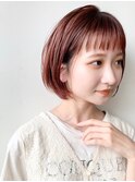 【morio原宿】オレンジボブ　ショートボブ　前髪有り　