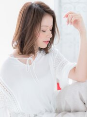 豊洲/髪質改善/ミルクティーピンク×ワンレンボブパーマb