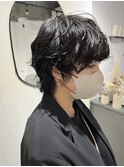 伸ばしかけショートウルフ×パーマ.