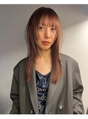 セミロング 顔周り レイヤーカット ブラウン 20代30代