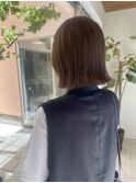 ぱっつんボブ×ブラウンカラー