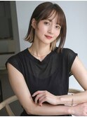 切っぱなしボブ/インナーカラー/外ハネ/レイヤーボブ/シースルー