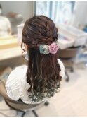 編み込みハーフアップ