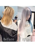 シルバー×ブルー#シールエクステ#デザインカラー#韓国#小倉