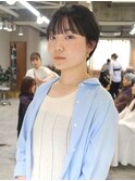 ショートマッシュ 暗めグレージュ 前髪あり【鹿児島中央駅】
