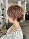 ショートボブ/髪質改善縮毛矯正白髪ぼかしレイヤーカラーボブ