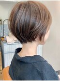 前髪あり小顔まわりつや髪骨格補正丸みショートボブヘア