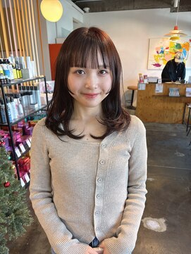 ファンファンバイルー 岐阜(fan fun by Rooo) ココアカラーレイヤーカット顔まわりカット