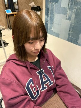 アース 会津若松店(HAIR&MAKE EARTH) ツヤ感ナチュラルベージュボブ